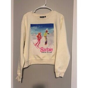 Barbie Cream White Apres-Ski you later Pullover Graphic Sweatshirt Size XL